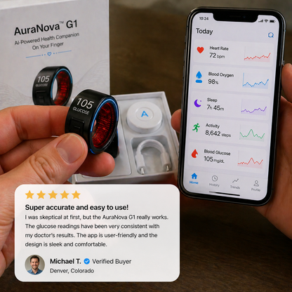 🎉 75% OFF Launch Offer🏆AuraNova™ G1 Non-Invasive Smart Ring