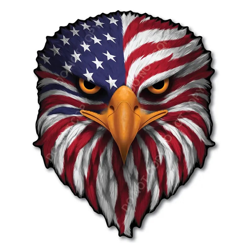(🎁Last Day 49% OFF)🦅Reflective Eyes Eagle Decal – Patriotic USA Flag Vinyl Sticker for Trucks, Cars, Coolers, Laptops – Waterproof & Fade-Resistant